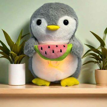 Cute watermelon penguin musical, breathing, glowing stuffed animals